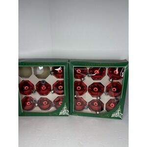 Vintage Lot Of 16 Rauch Glass  Ball Christmas Ornaments Red with box